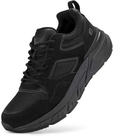 FitVille Chaussures Sport Homme Extra Large Baskets Running Confort Chaussure de March Respirant Course Jogging Noir 45 EU Large