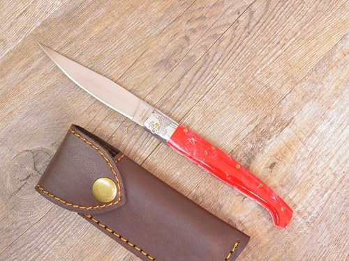 COLTELLO 17,5 CM SARDEGNA SARDO Pattada MANICO in resina rosso sangue lama 8 cm