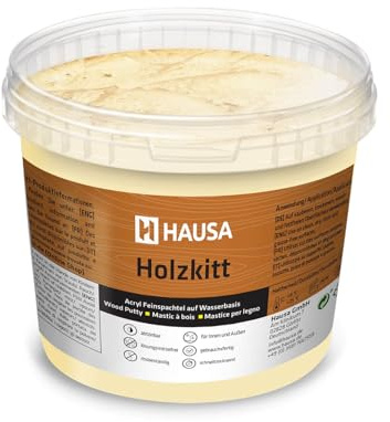 HAUSA Holzkitt 1 kg Kiefer Hell Holzspachtelmasse, Kitt für Holz, Holzspachtel/Füllmasse zum Reparieren von Holzschäden gebrauchsfertig ausgezeichnete Füllkraft schnelltrocknend rissbeständig