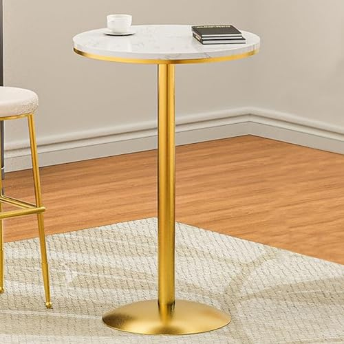 Runder Frühstücks-Bartisch, Marmor-Tischplatte, Kneipentisch mit rutschfester, stabiler Basis aus goldfarbenem Metall, Cocktailtische im modernen Stil für Partys, Wohnzimmer, Küche, Esszimmer-Bistroti