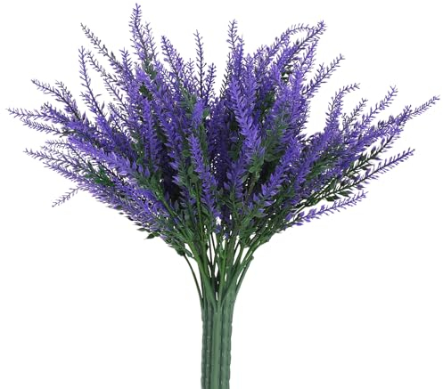 Mozeat Lens 8 Stück Kunstblumen Künstliche Blumen Simulation Lavendel Künstlicher Lavendel Violett Lavendelstrauß Imitierte Blumenstrauß Dekor für Esstisch Balkon Büro Garten Terrasse Party Hochzeit