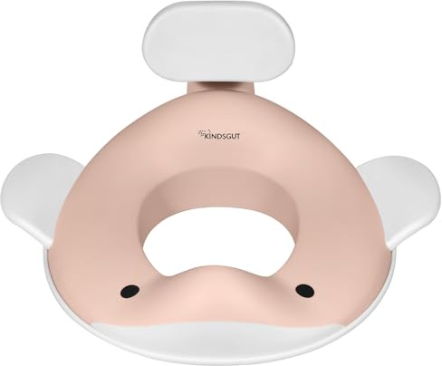Kindsgut Whale Potty Training Seat for Toddlers – Kids Toilet Seat with Backrest, Non-Slip, Fits Round & Oval Toilet Seats, Designed in Germany, Peach