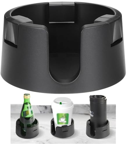 Ygapuzi Anti-Spill Cup Holder Desk Adjustable Drink Holder Non Tipping Table Coaster Fits Cups from 2.92 to 3.7 Inches Inner Diameter for Home Couch Boat Outdoors Office (Black)
