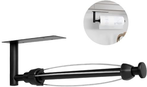 AiQInu Küchenrollenhalter, Einhand Bedienbarer Küchentollenhalterung Ohne Bohren mit Dämpfungseffekt, Selbstklebend Oder Gebohrt, Küchenrollen Halter Wand/Unter Schrank für Küche, Schrank