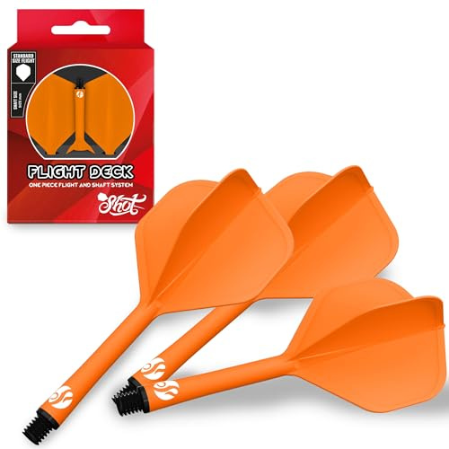 Shot! Darts Flight Deck One Piece Dart Flight and Shaft System, Reduced Deflections, Standard Shaped Flight (350 Micron) Available in Set of 3