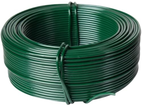 SCORPIO HARDWARE® Green Wire Fencing For Garden Galvanised Tension Line Wire Green PVC Coated 30m Garden Fencing Mesh Netting