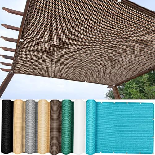 Outdoor Sichtschutz 2 x 7m Blickdicht Terrassenzaun für Garten Hinterhof Wind- und UV-Schutz Braun Sichtschutzwand mit Seil und Ösen
