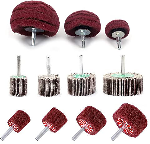 Disques abrasifs non tissés for perceuse, tige de 1/4 po, tampon à récurer for balai à poncer monté sur dôme | Disques à lamelles en papier de verre for kit de polissage en acier inoxydable et métal