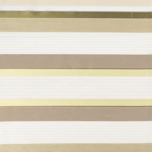 SCHÖNER LEBEN. Gardinenstoff Dekostoff halbtransparent Streifen mit goldfarbigen Effekten grün Taupe Creme 1,50m Breite