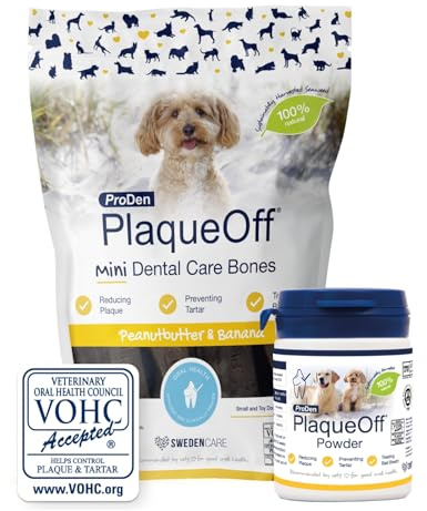ProDen PlaqueOff Value bundle for Dogs, 60g Powder & 20 Dental Bones | VOHC Accepted, Clinically Proven, Dual Action, Vet Recommended, Organic Seaweed, Removes Bad Breath, Plaque & Tartar