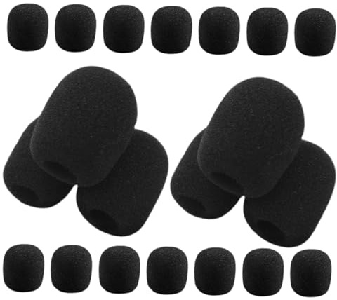Mikrofonschutz Schwammabdeckung für Headsets Schwarz | Weiche Schutzhüllen aus Schwamm, Leicht Austauschbar, Schützt vor Schmutz und Flecken, 20 Stück
