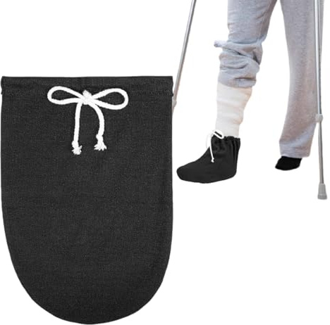 UEIOAVL Protections pour plâtre, 1 pièce de protection pour plâtre de jambe avec cordon de serrage réglable chaussettes protège-orteils imperméable (noir)