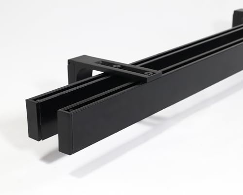 Deco-Raum Asta per tende a 2 corse su misura, per interni Loft rettangolare, fissaggio a parete, per tende, colore nero, 440 cm