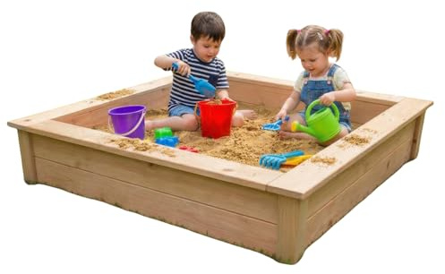 Sandkasten Sandkiste Sandbox Beach aus Massivholz in den Breiten 150, 170, 190 cm EmsCraft24 (Natur, 170x170cm)