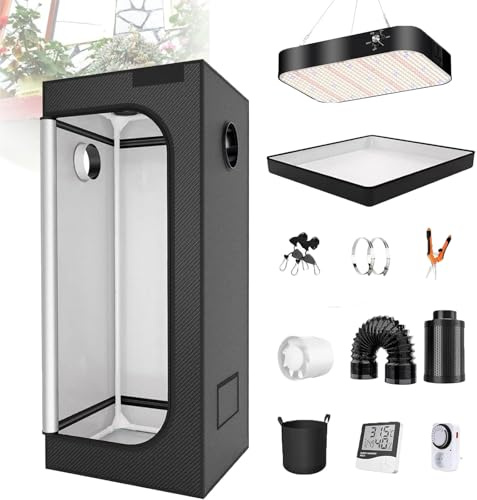 Grow Tent Kit with 100W/200W Dimmable LED Grow Lights Full Spectrum Indoor Growing System for Plants, for Indoor Plant Growth & Hydroponics,60 * 60 * 140cm-Dimmingversion100W(Set)