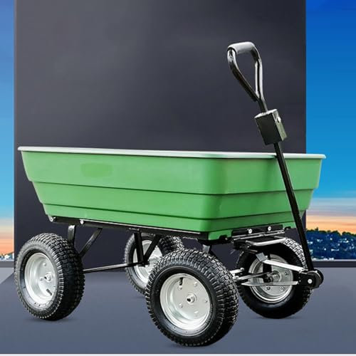 Chariot de jardin très résistant, avec poignée, brouette à tirer pour entrepôt, courses, garage, chariot basculant sur roue solide, chariot à plateforme