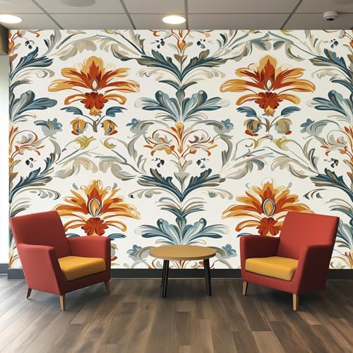 Générique Papier Peint Panoramique Fleurs Rétro - Papier Peint Coloré Vintage Floral Ferme Chic - Deco Chambre Salon - Fresque Murale - Wallpaper - 366x254 cm H481