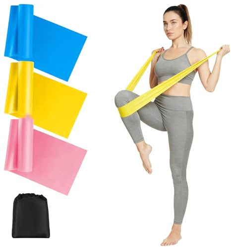 AiQInu Bande Elastique Musculation 3 Pièces, 2M Bande Elastique Fitness avec 3 Niveaux de résistance, Bande élastique idéale pour Yoga, Pilates Physiothérapie, Musculation