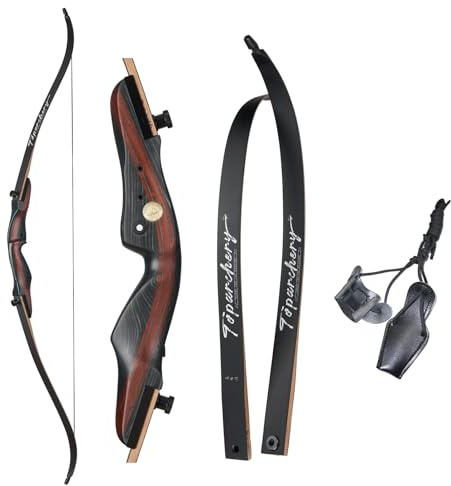 TOPARCHERY 62 Recurvebogen 20-50lbs Sportbogen Einsteigerbogen Erwachsene | Anfängerbogen, Takedown Recurvebogen,Bogensport, Bogenschießen,Training,Wettkampf,Rechtshand,Jagdbogen