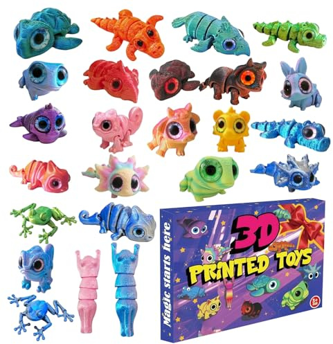Calendario 'Avvento,Decorazione Per Le Feste Invernali Stampata In 3D | Calendario 'Avvento Di 24 Giorni Con Figure Di Animali Articolati,per Bambini Famiglia Ragazze Adolescenti