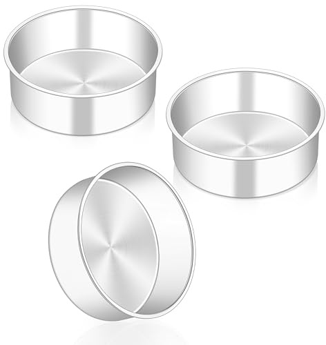 Homikit 5 Inch Cake Tin Set of 3, Stainless Steel Round Cake Pans Baking Mould, Great for Birthday Wedding Christmas Layer Cakes, Healthy & Non-Toxic, Mirror Finished & Dishwasher Safe