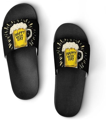 Happy Beer Day Men's Slippers for Women House Slipper Indoor Slides Shoes Shower Sandals Outdoor