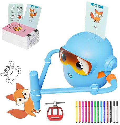 Robot de dibujo – Dispositivo educativo interactivo – 100 tarjetas educativas Kit de artesanía | gadget creativo de actividades de menta para niños en edad preescolar, niños de jardín de infantes