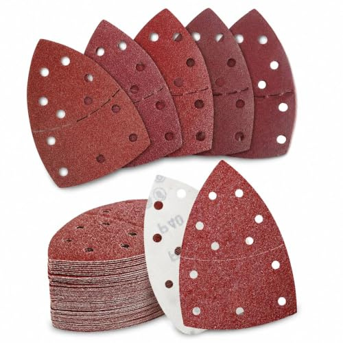 30 Pcs Hook and Loop Mouse Sanding Pads for Black and Decker Bosch Sanders | 120 Grit sandpaper sheets for wood metal plastic polishing, paint stripping rust removal