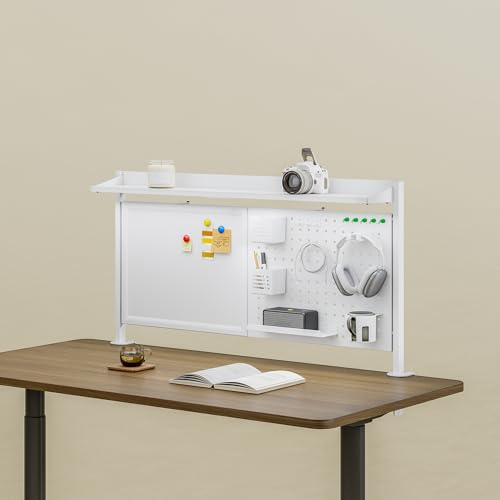 [en.casa] Schreibtisch Organizer Virvik zum Anklemmen 117 x 73 cm Pegboard höhenverstellbar Lochwand mit Ablagen und Zubehör Stecktafel für Kinderzimmer Büro Homeoffice Stahl Weiß