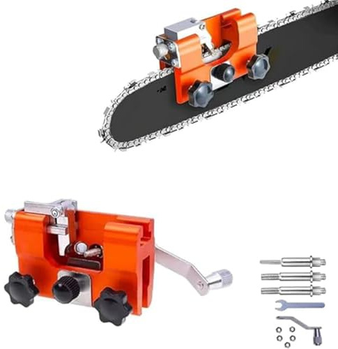 Kettenschärfer, Der Präzise Universal Schärfgerät für alle Kettensägen, Motorsägen Kettenschärfgerät, In Minuten rasiermesserscharf, Mit Winkelführung & robustem Edelstahl