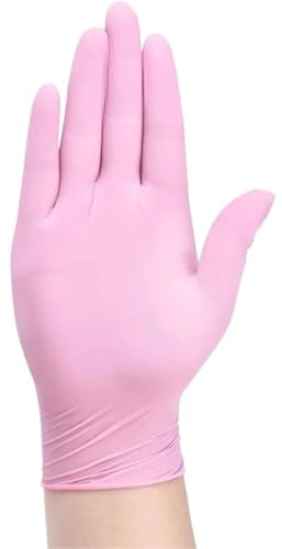 Générique Gants en nitrile jetables roses, 20, 50 ou 100 pièces, sans poudre, for le nettoyage domestique et l'utilisation en salon(Pink 100PCS,M)