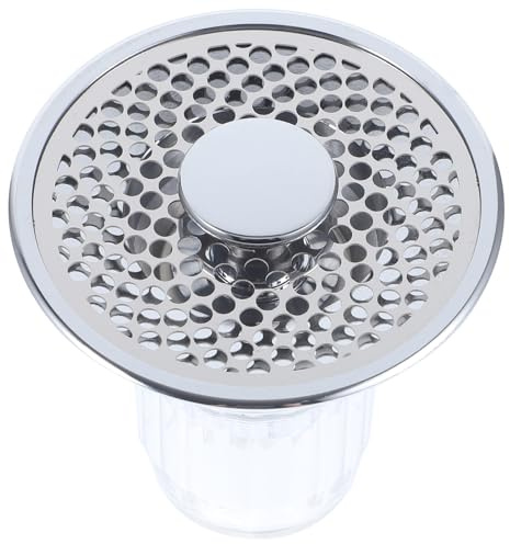 Zerodeko Tappo di Scarico per Lavandino Bagno Chiusura Automatica, Filtro Anti-blocco in Acciaio e Abs, Sigillatura Silicone Resistente, Accessorio per Sostituzione Lavabo