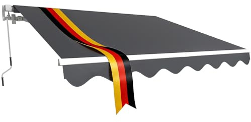 WoRaum Store à Bras articulé pour Balcon 250x200 cm –Store Banne Manuel, Auvent à Bras articulé & Marquise de Balcon en Polyester 280g/m², Tissu PU, inclinable, Cadre alu (Gris Anthracite,400x300cm)