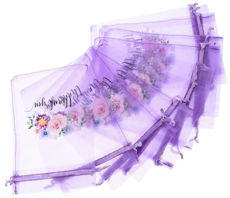 Generisch 10 Kleine Organzabeutel mit Kordelzug aus Gauze Duftbeständig und Reißfest als Schmuck und Geschenkbeutel für Hochzeiten und Partys