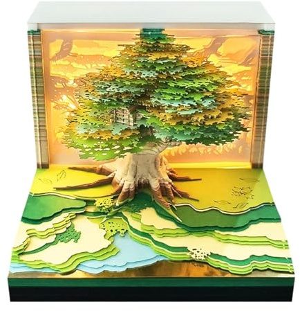 VBRYUAW Calendario 3D 2027, bloc de notas 3D, arte de tallado de papel, para manualidades, planificador diario, bloc de notas y marcapáginas, escultura de papel creativa para decoración de oficina y