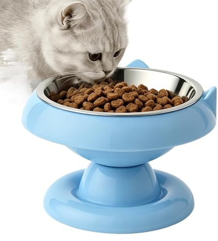 Upphöjda kattskålar Rostfri anti-tipp matstation | Nackavlastning Bred Öppning Upphöjd Kattmatsskål För valpar och hundar, ätning inomhus, utomhus, , dagligt resande samt