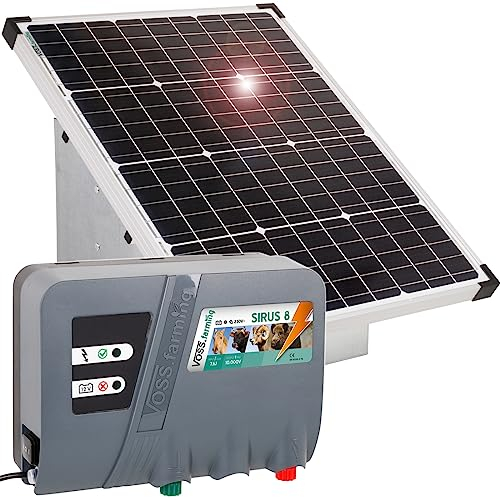 VOSS.farming Solarset 12 V Weidezaungerät Sirus 8 mit 55W Solarsystem – Nutzen Sie die Kraft der Sonne – Perfekte Hütesicherheit für Pferde, Ziegen, Schafe, Rinder