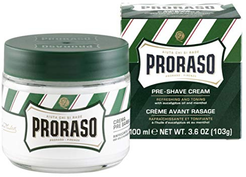 PRORASO Lot de 6 pots de crème avant-rasage à l’huile d'eucalyptus et au menthol Vert 100 ml