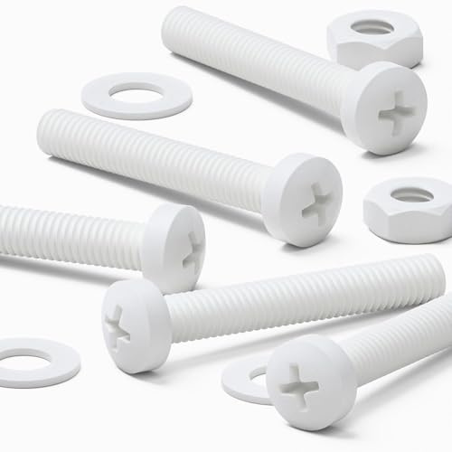 20 x Tornillo de cabeza troncónica Polipropileno Blancos (PP), Pernos Tornillos y Tuercas de Plástico, M3 x 20mm, arandelas