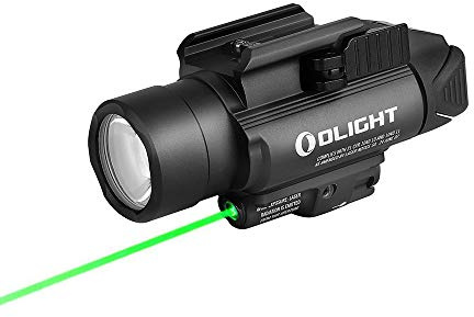OLIGHT Baldr Pro 1350 Lumens Tactical Weaponlight with Green Light and White LED, 260 Meters Beam Distance Compatible with 1913 or GL Rail, Batteries Included(Black)