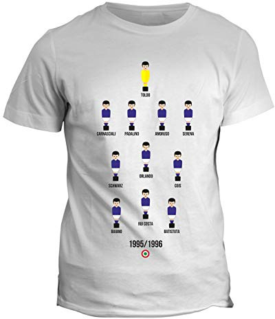 fashwork Maglietta T-Shirt Tifoso Calcio Uomo Formazione Viola Coppa Italia Stagione 1995-1996 - Vintage Football - Nostalgia - Idea Regalo