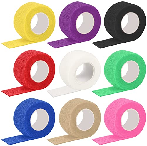 tonyg-p 9 Rollen Selbstklebender Bandage Kohäsive Bandage Elastische Bandage Wundpflaster Haftbandage Tierarztwickelband für Handgelenke, Finger, Waden, Zehen 2,5cm * 4,5m (Mehrfarbig)