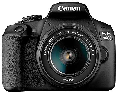 Canon EOS 2000D DSLR Camera and EF-S 18-55 mm f/3.5-5.6 IS II Lens, Black (Renewed)