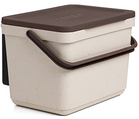 Tatay Cubo Organico Smart 6L | Cubo de Basura Cocina con Soporte y Tornillos Incluidos | Diseño Compacto y Funcional | Materiales 100% Reciclados | 26,5x20,5x18,5 cm, Ecohome
