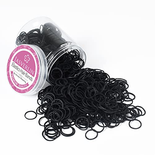 JASVERLIN Bandas de goma negras para el cabello, 1000 unidades, pequeñas bandas elásticas para el cabello de bebé, para niñas y mujeres, 1/2 pulgada
