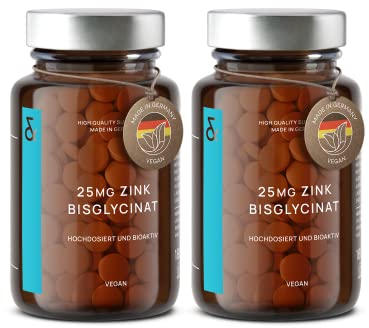 Zink 25mg Vegan | 360 Zink-Tabletten (12 Monate) | Premium Zink-Bisglycinat hochdosiert | Unterstützt dein Immunsystem | Höchste Bioverfügbarkeit + Laborgeprüfte Herstellung in Deutschland