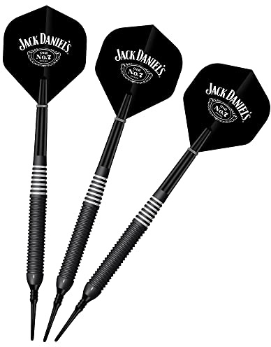 Jack Daniel's Offiziell lizenziertes Messing-Dart-Set mit weicher Spitze, elektrischer schwarz-weißer Ring, 19 g (D9703)