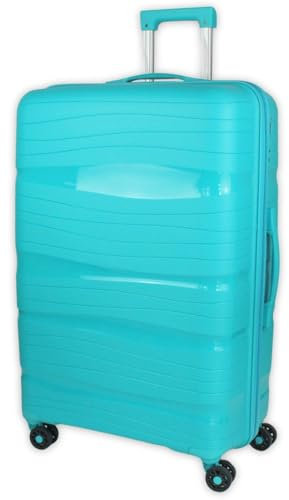 Leoodo Hartschalen-Koffer, Leichter Polypropylenkoffer schlagfest, Trolley Reisekoffer Handgepäck mit 4 Rollen TSA-Schloss, Koffer Standard Farbe:Grün, Koffer Standard Größe:M(55CM)
