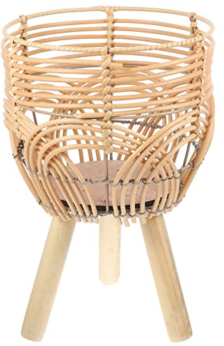 Cabilock Bambus Blumentopfständer mit Stehenden Beinen Gewebte Natürliche Struktur Multifunktionaler Halter für Sukkulentenpflanzen für Balkon und Wohnraumdekoration