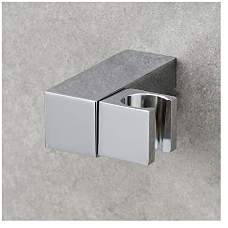 AKAZI Support de pommeau de Douche, Support de pommeau de Douche carré en Laiton pour Salle de Bain, Support de Douche Mural réglable à 360 °, Argent